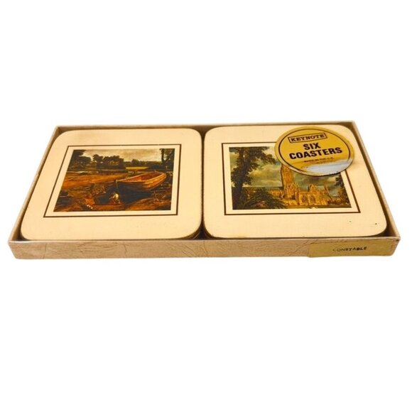 Vintage John Constable 6 English Art Print Coasters Mats Square 4" Cork-Backed - Picture 2 of 12